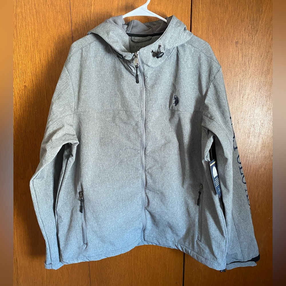US Polo Association Jacket  Men's Size 2XL Light Gray Softshell Zip Jacket NWT